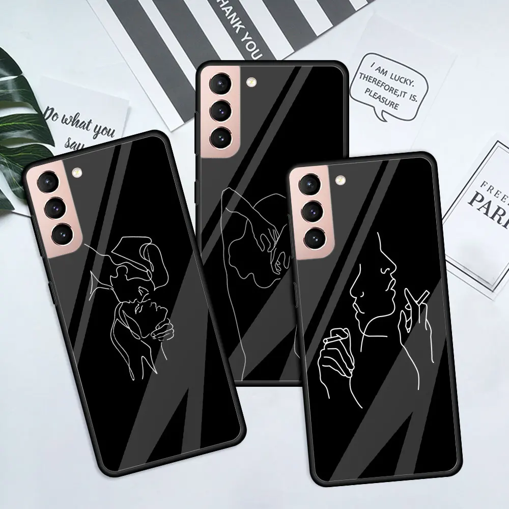 

Glass Cover For Samsung Galaxy S21 Ultra S20 FE S10 5G Phone Case S9 Plus S8 S10Lite S10e Capas Mona Lisa Art David Girl Lines