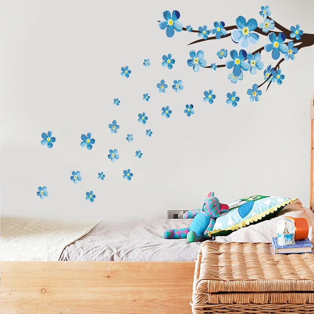 Wall Stickers Blue Plum Branch Stickers Living Room Bedroom Children's Room Decorative Painting Art Stickers