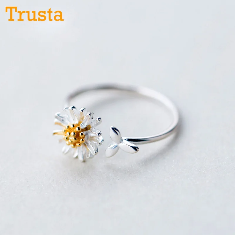 Trusta,,, 925, цельное Настоящее Стерлинговое Серебро, модные женские кольца с 2 сердечками, размер 5, 6, 7, прекрасный подарок для девочек-подростков, DS1071
