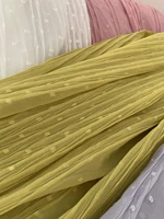 1 yard ginger yellow creased chiffon fabric pleated frilled lace with 3d dots for dress decorationblue beige white