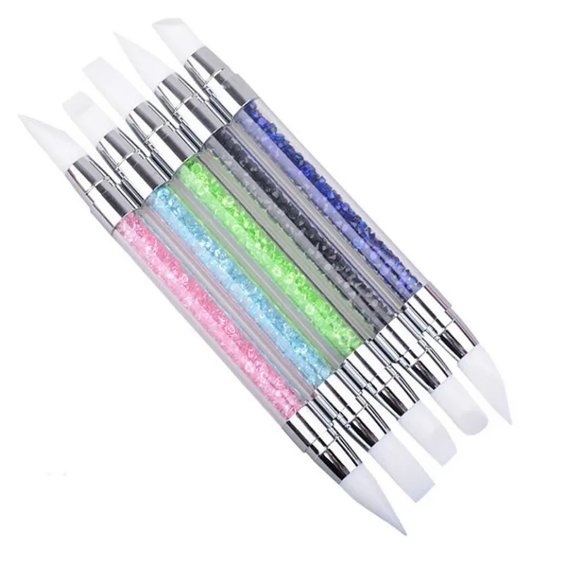 Full Beauty Dual-ended 2 Ways Silicone Nail Art Sculpture Pen 3D Carving DIY Glitter Powder Liquid Manicure Dotting Brush | Красота и