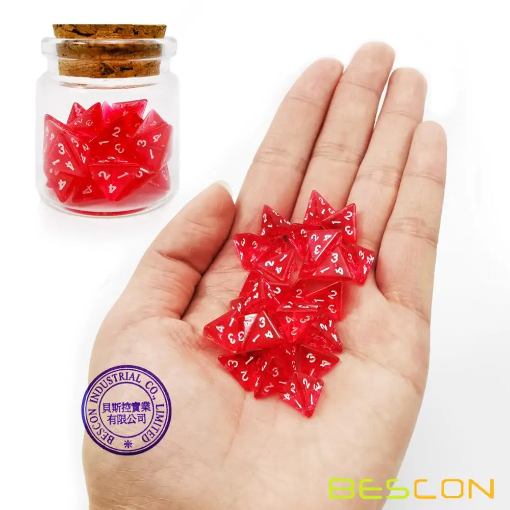 Bescon Mini прозрачные красные D4 игральные кости 30 шт. лечебная бутылка для зелья мини