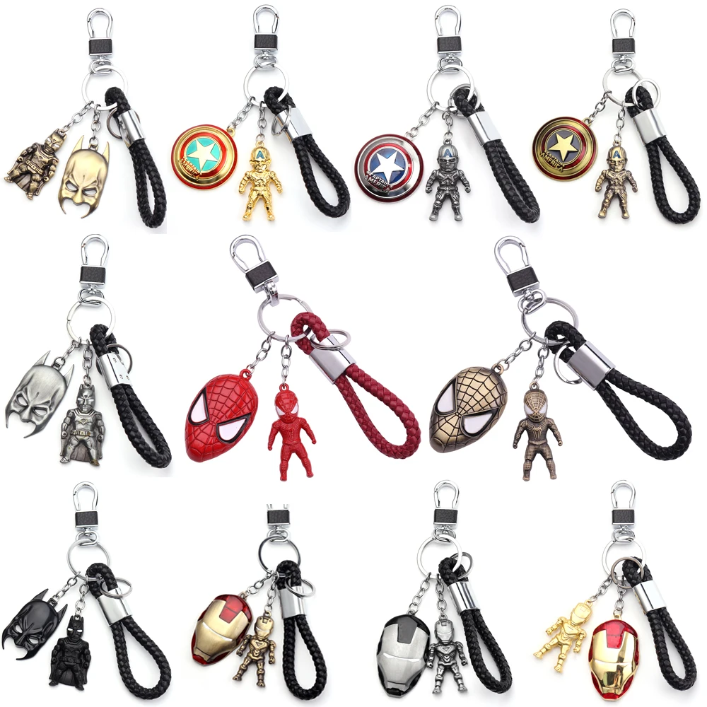 

Marvel Captain America Spider-Man Iron Man Metal Keychain Backpack Car Creative Cartoon Pendant Accessories