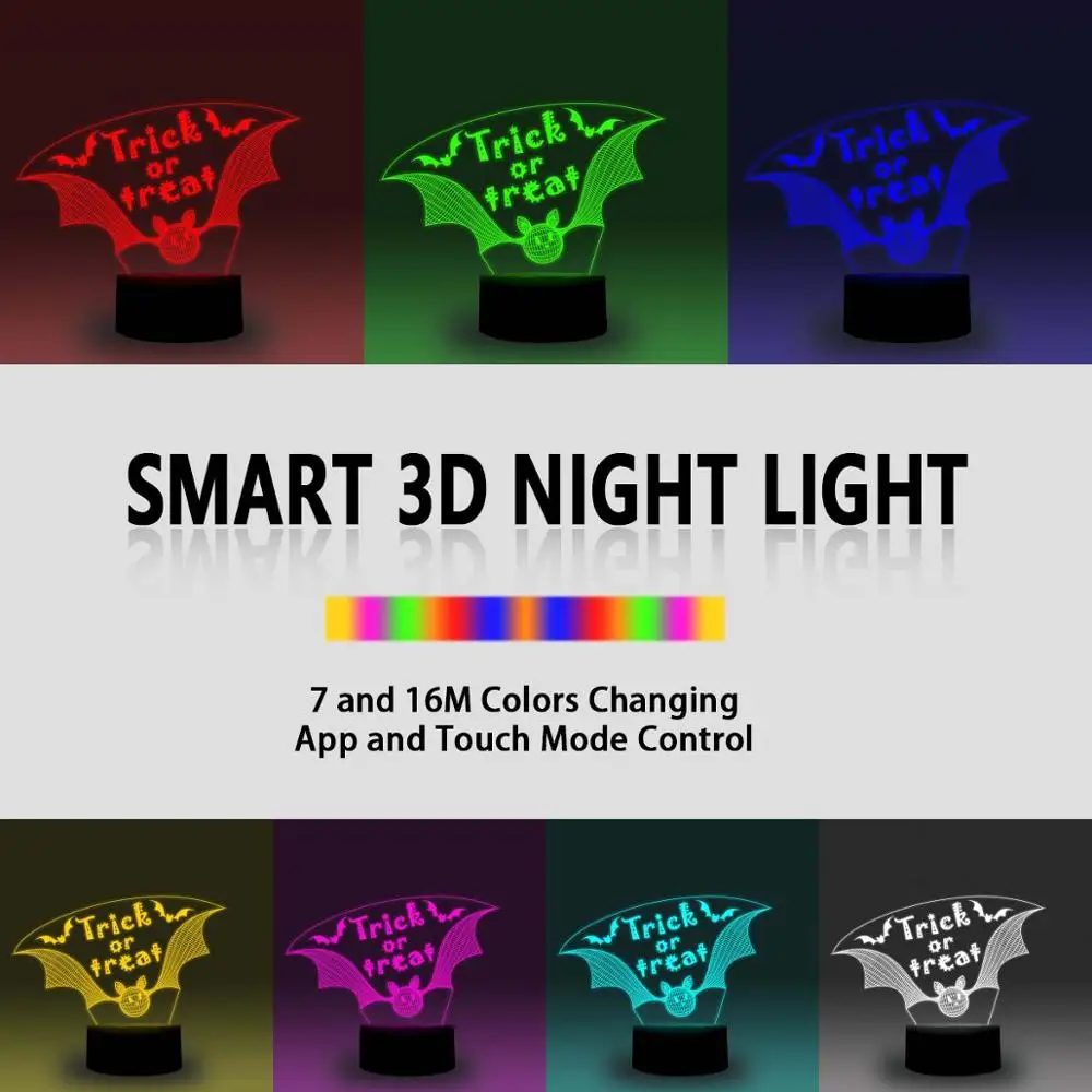 NiteApps 3D трюк или лечение ночник настольная Иллюзия Украшение лампы подарок на