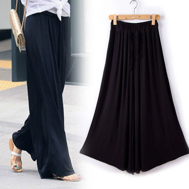 

Korean Version of Modal Plus Size Loose Casual Pants, Thin Waist, Large Hem, Culottes, Women's Wide-leg Pants