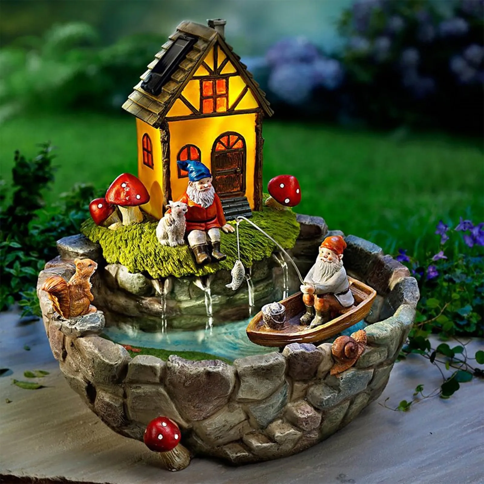 

Solar Garden House Of Elves Christmas Decoration Garden Ornament Statue Living Room Decoration Home Decor Home Supplies