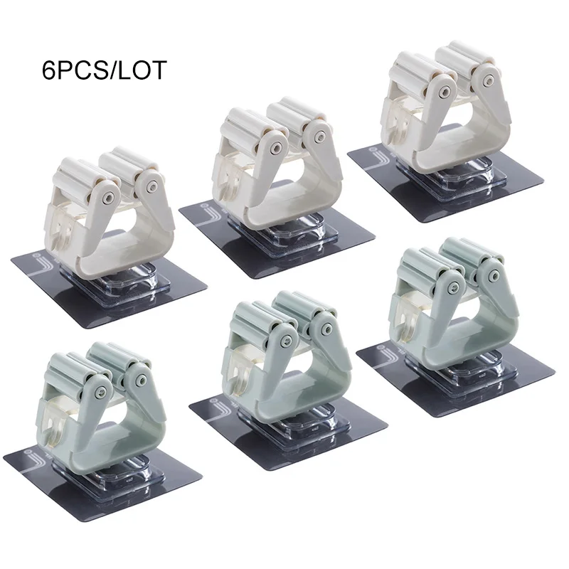 6pcs 8 шт./лот подставка для швабры держатель настенный метла вешалка для хранения вешалок Швабра клей крюк кухня ванная комната аксессуары инструменты - Цвет: 6pcs