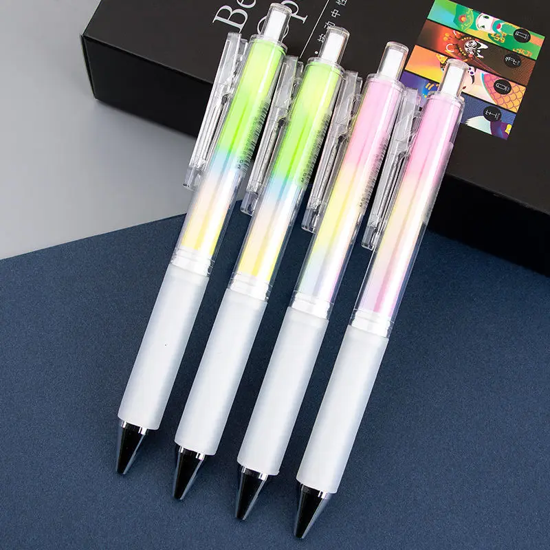 

H5207 Press 0.5 Gel Pen National Quintessence Gradient Color Barrel Bullet Soft Pen Holder