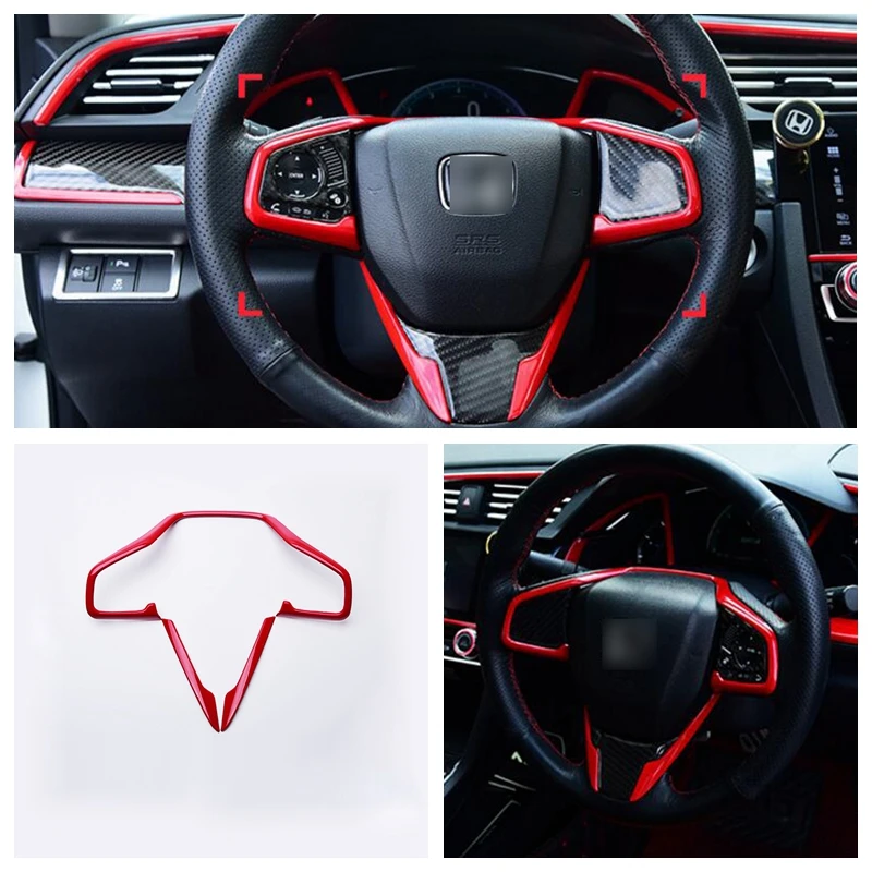 Pcmos 3 шт. ABS Внутренняя Рамка рулевого колеса Накладка для Honda Civic 10th накладки для интерьера наклейки части синий красный