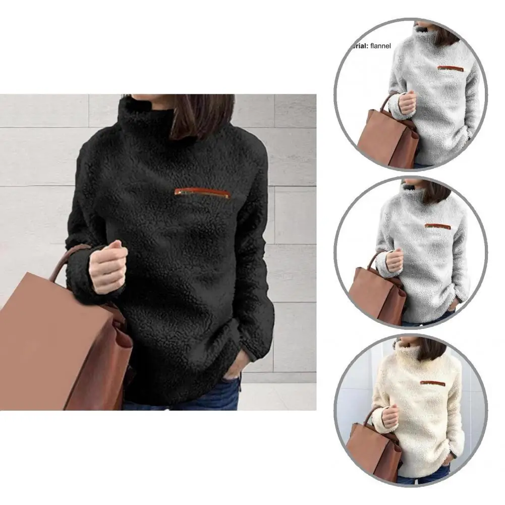 

Women Sweatshirt Long Sleeve Lady Skin-friendly Pure Color Loose-fitting Sweatshirt Women Pullover for Travel
