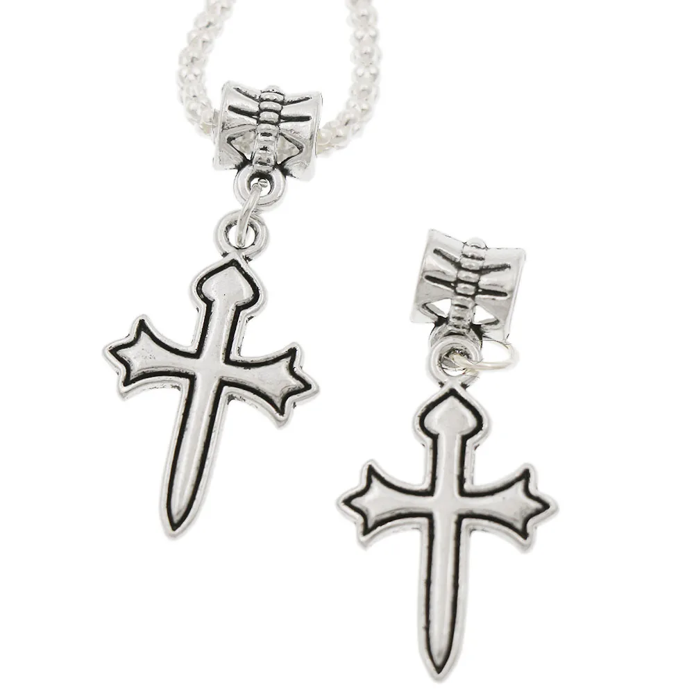 

Sword Heart Cross Big Hole Beads 16.3x36.9mm 100PCS Zinc Alloy Fit European Charm Bracelets Jewelry DIY B471
