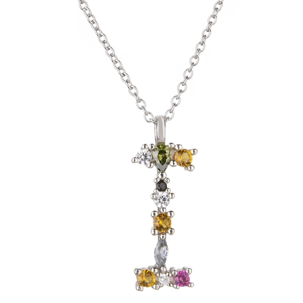 Silver I Altruist 925 пробы серебро I Am Initial C P кулон Nekclace Красочный Кристалл Мини-проба Длинная цепочка регулируемое ожерелье ювелирные изделия - Окраска металла: Silver I