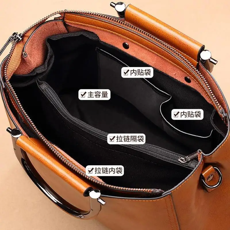 

Bag for women Simplicity Solid color Genuine Leather Multifunction Portable mommy bag Female One shoulder Messenger bag Big bag