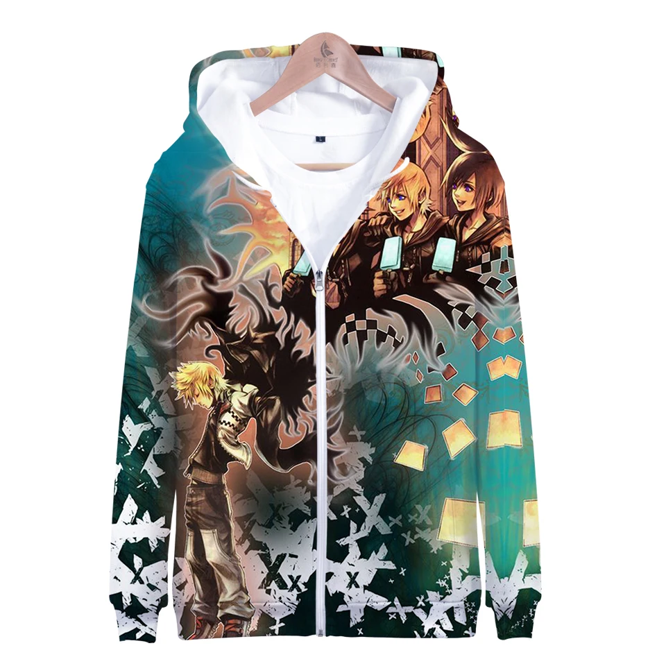 

kingdom hearts 3D zipper Hoody Men Women Autumn Winter hot Fashion print kingdom hearts 3D zipper hoodie Pullover Sweatshirt top