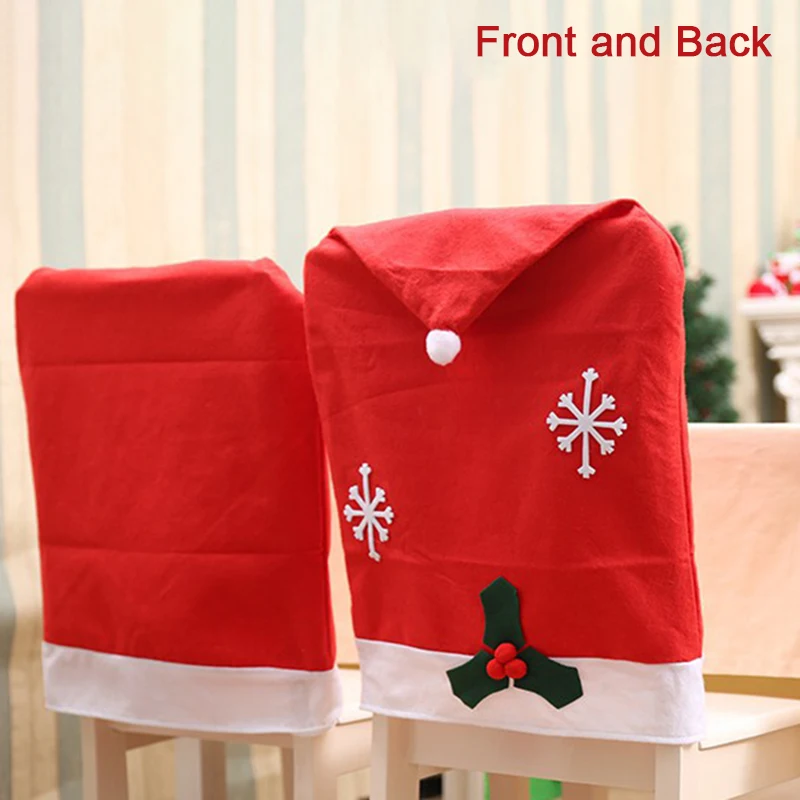 

1pc Christmas Print Santa Claus Snowflower Chair Cover Party Home Dining Decoration For Home