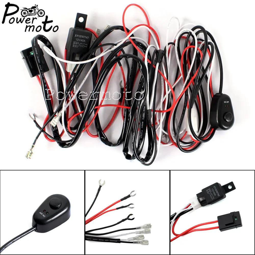 

12V 40A Relay 2.5M LED HID Spotlight Wiring Loom Harness Kit Fuse Controller Cable For Driving Light Fog Work Light Car Auto