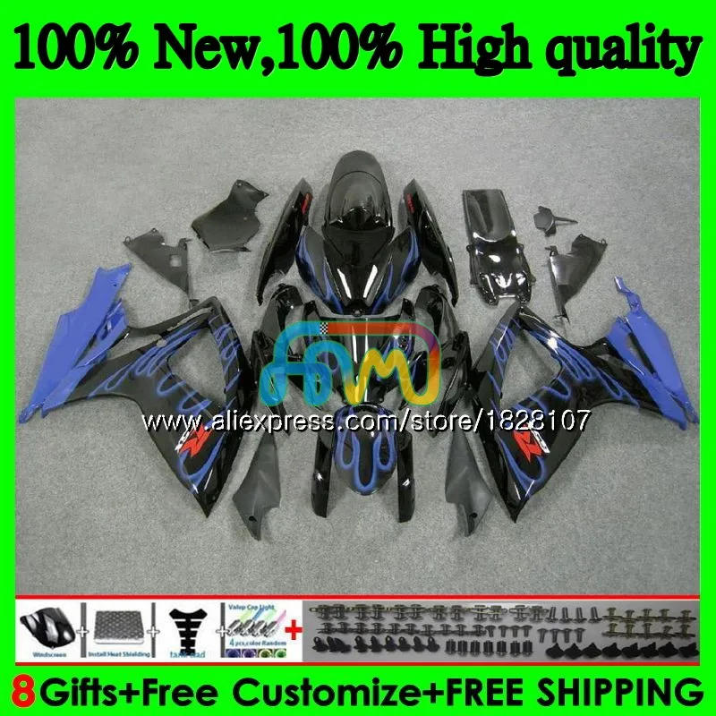 

600/750CC For SUZUKI GSXR 600 Blue flames 750 CC GSX R750 GSX-R600 06 07 37BS.37 GSXR600 GSXR-750 K6 GSXR750 2006 2007 Fairings