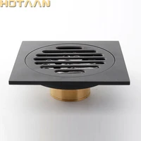hotaan anti odor matte black bathtub shower drainer floor 10cm brass square floor shower drain waste grate floor drain