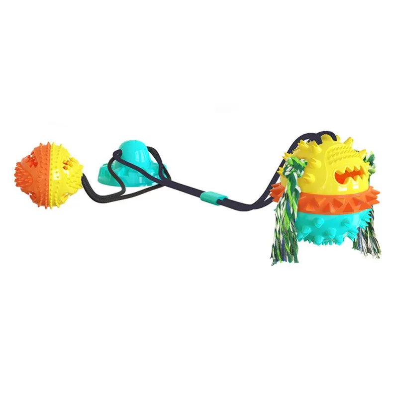 

ZL Pet Dog Powerful Sucker Molar Teeth with Suction Cup Dog Push Toy with TPR Ball Pet Tooth Cleaning Chewing Rubber Dog Toys