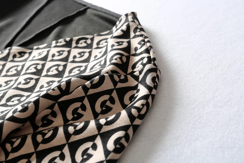 Ретро контрастный v образный вырез элегантный и благородный пояс на талии