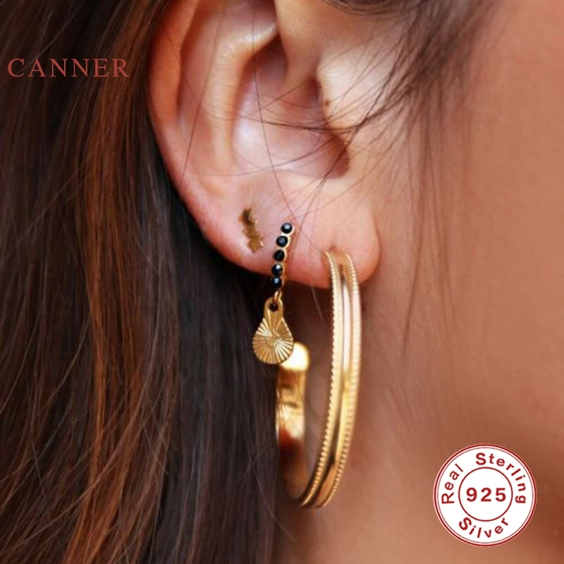 Женские серьги-гвоздики из серебра 925 пробы с черными бриллиантами | Украшения и