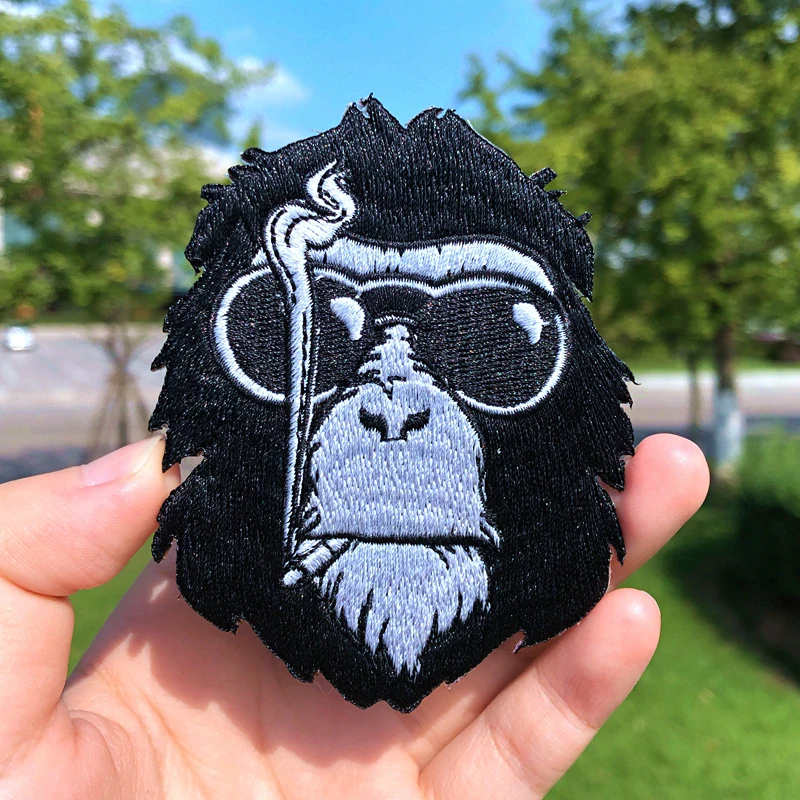 Prajna Punk Skull Orangutan Patches King Bear Dog Embroidered For Clothing DIY Iron On Stripes Jacket Clothes | Дом и сад
