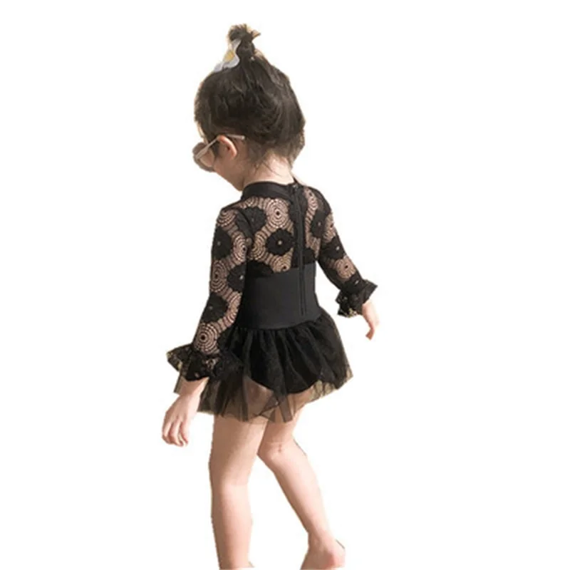 

Girls swimsuit 2021 summer new style baby girl black lace one-piece swimsuit popular fashion cute kids