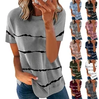 2021 springsummer womens printed striped loose short sleeve t shirt top women