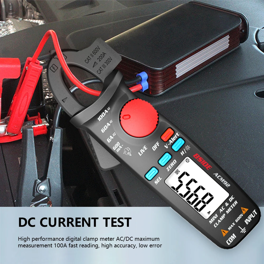 

1pcs BSIDE Digital Clamp Meter DC/AC Current 100A 0.1/1mA Car Repair Ammeter Voltage Resistance Hz V-Alert Continuity Tester