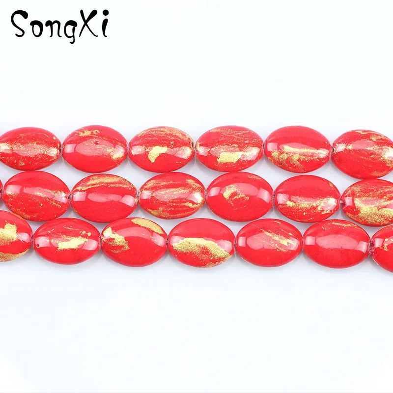 Бусины из нефрита с натуральным камнем красные овальные бусины лазуритом для