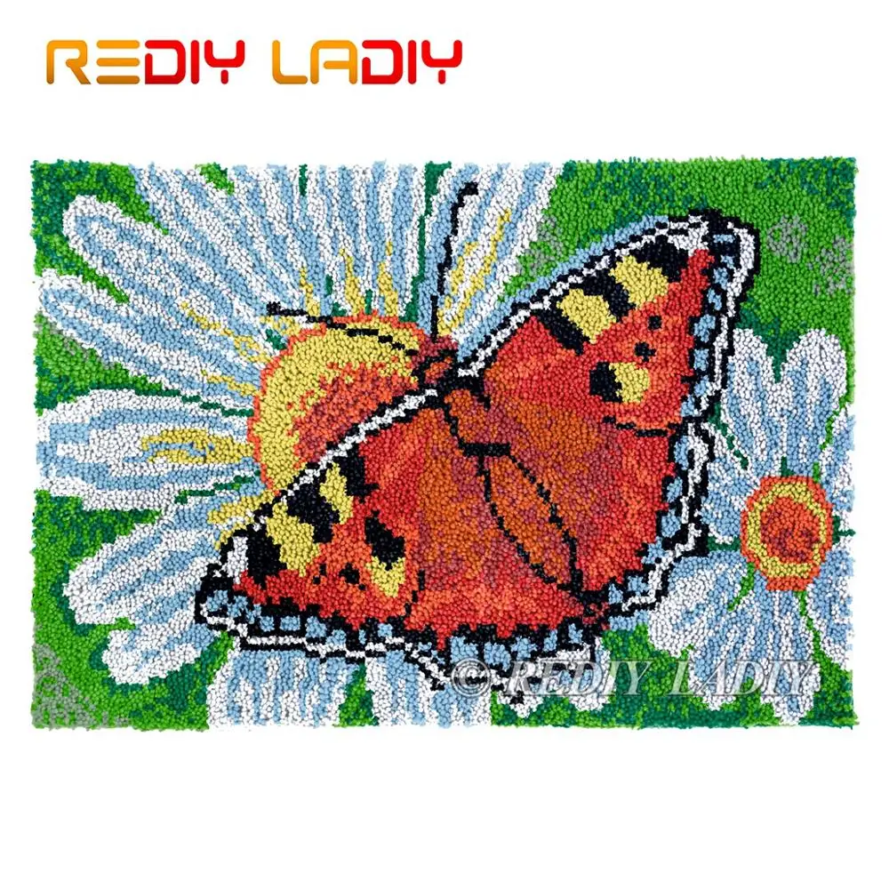 

Крюк с защелкой ковер бабочка Дейзи на не сужающемся книзу массивном гобелен с пряжей Наборы DIY ковер вязаный коврик крючком подушки декора...