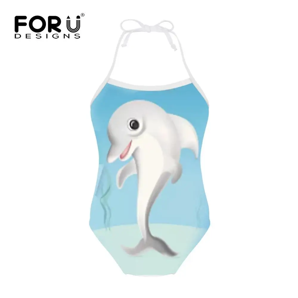 HMP004BS FORUDESIGNS/милый цельный костюм с принтом дельфина; купальный костюм для девочек; детская одежда для купания; одежда для купания для малышей; летний купальный костюм - Цвет: HMP004BS