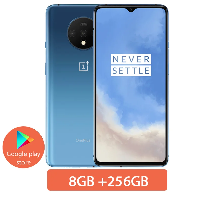 8G 256G Blue Смартфон OnePlus 7T с глобальной ПЗУ, 8 ГБ, 128 ГБ, Восьмиядерный процессор Snapdragon 855 Plus, 90 Гц, AMOLED экран, 48 МП, тройная камера UFS 3,0, NFC - Цвет: 8G 256G Blue