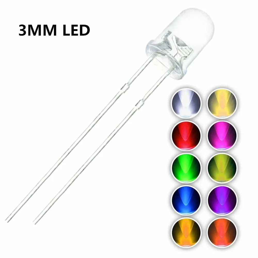 100 шт. светодиодные Диоды 3 мм набор в ассортименте светильник ые зеленые красные