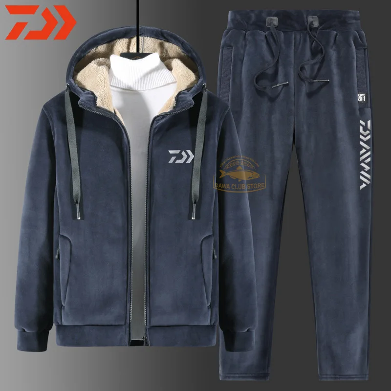 

Новый костюм для рыбалки DAIWA, Мужская зимняя плюшевая теплая рыболовная куртка, спортивная куртка с капюшоном для рыбалки, защита от холода, ...