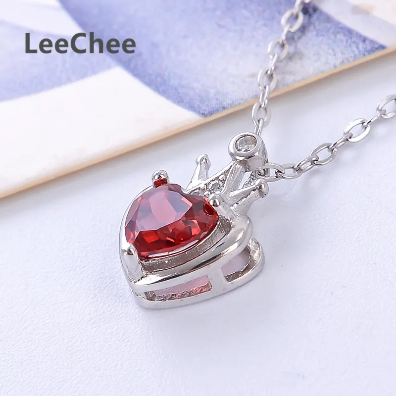 LeeChee 100% подвеска в форме натурального граната 0 5 карат Настоящее серебро 925 пробы