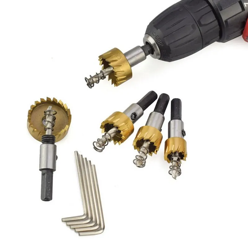 

New 5 Pcs HSS Drill Bit Hole Saws Set Stainless High Speed Steel Metal Alloy Woodworking Drill Bit