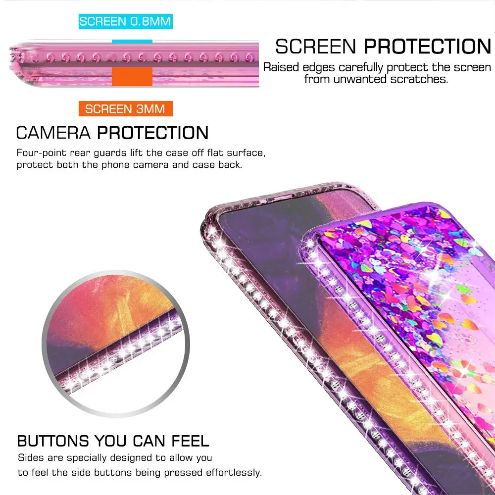 Diamond Glitter Case For Samsung Galaxy A50 A70 A60 A40 A30 A20 A10 A20E Cover Gradient Quicksand Case for Samsung M10 M20 M30