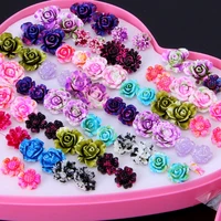 rose flower stud earring set for women small earring jewelry 36 pairs random mix