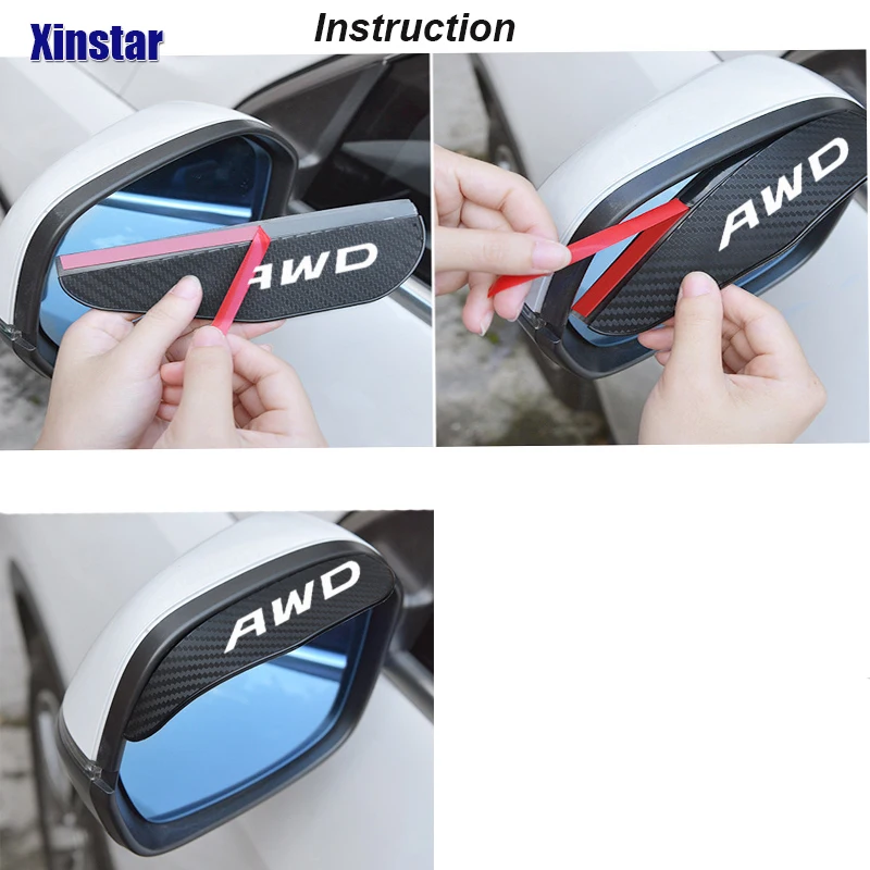 2X Car Rearview Mirror Eyebrow Protector For Volvo S60 XC90 V40 V50 V60 V70 S80 S90 V90 C30 C70 XC70 XC60 XC40 AWD T6 - купить по