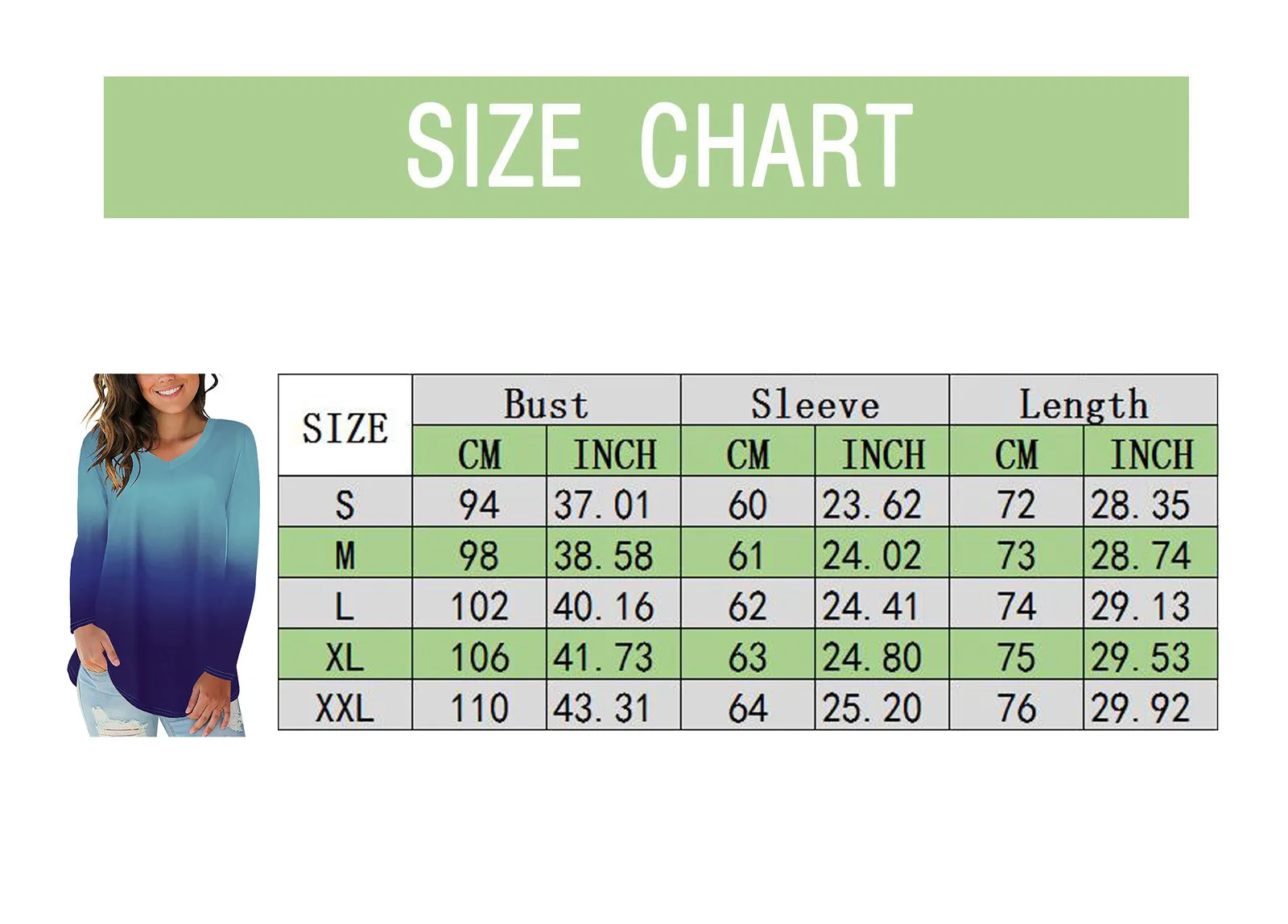 

Womens Blouse Long Sleeve Gradient Print V-neck Casual Tops Blouse Fashion Chemise Blusas Femininas Tops R5