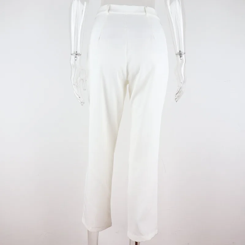 Осень 2020 однотонные брюки с высокой талией Женские винтажные повседневные