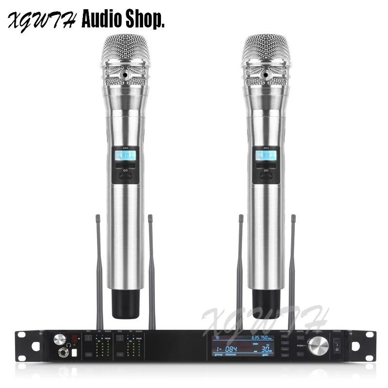 AD4D цифровая UHF Беспроводная микрофонная система 2 канала истинное разнообразие