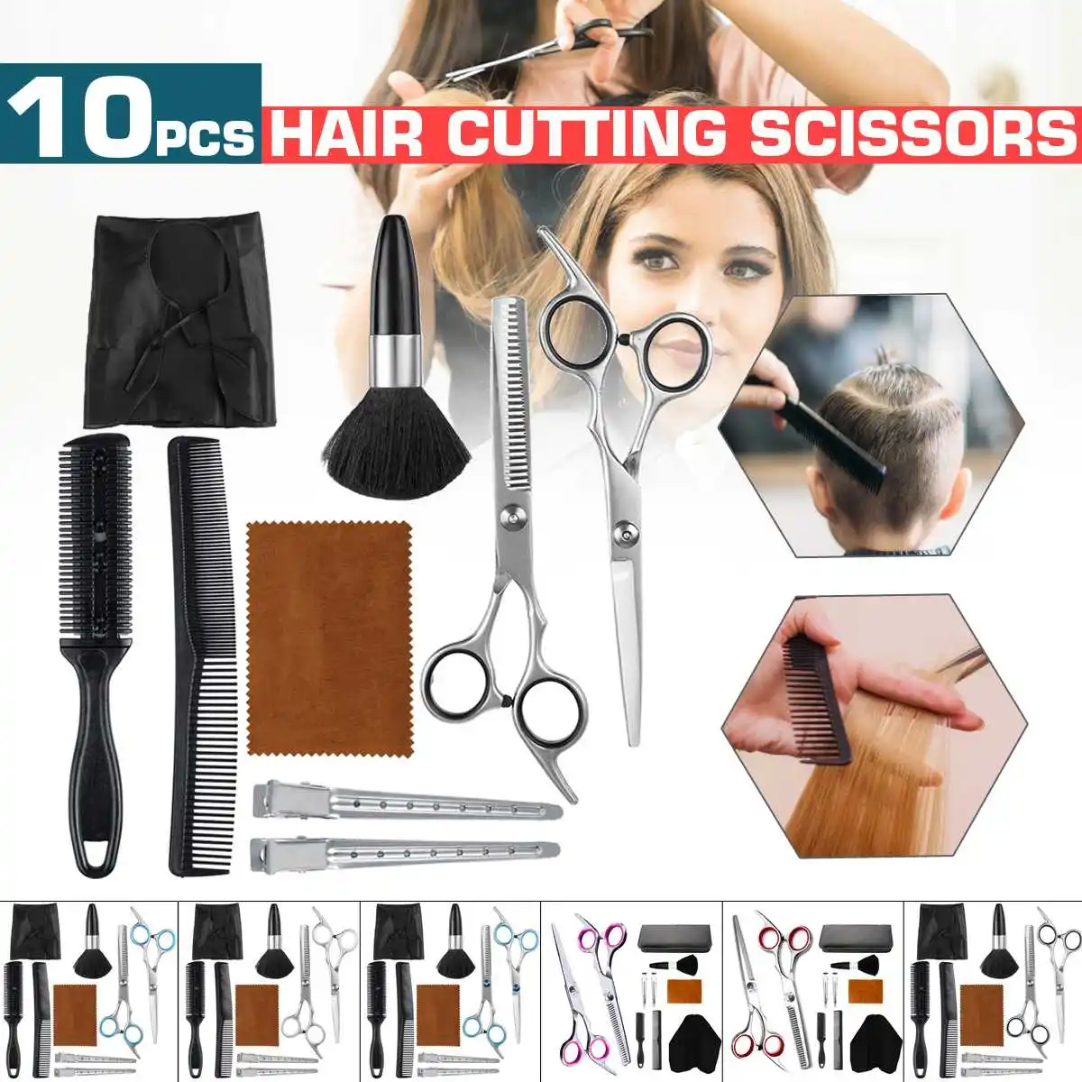 

10PCS Barber Hair Cutting Thinning Scissors Shears Set Salon Pro Hairdressing