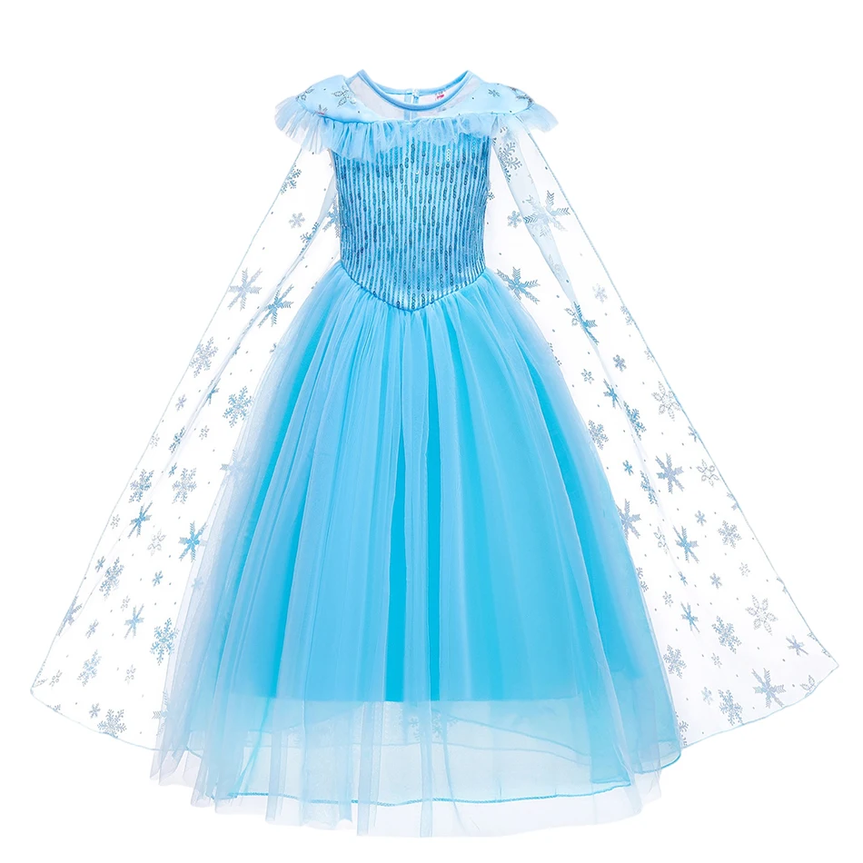 Girl Elsa Dress Kids Blue Snowflake Princess Children Christmas Carnival Costume Fancy Baby 3-10 Years | Детская одежда и обувь