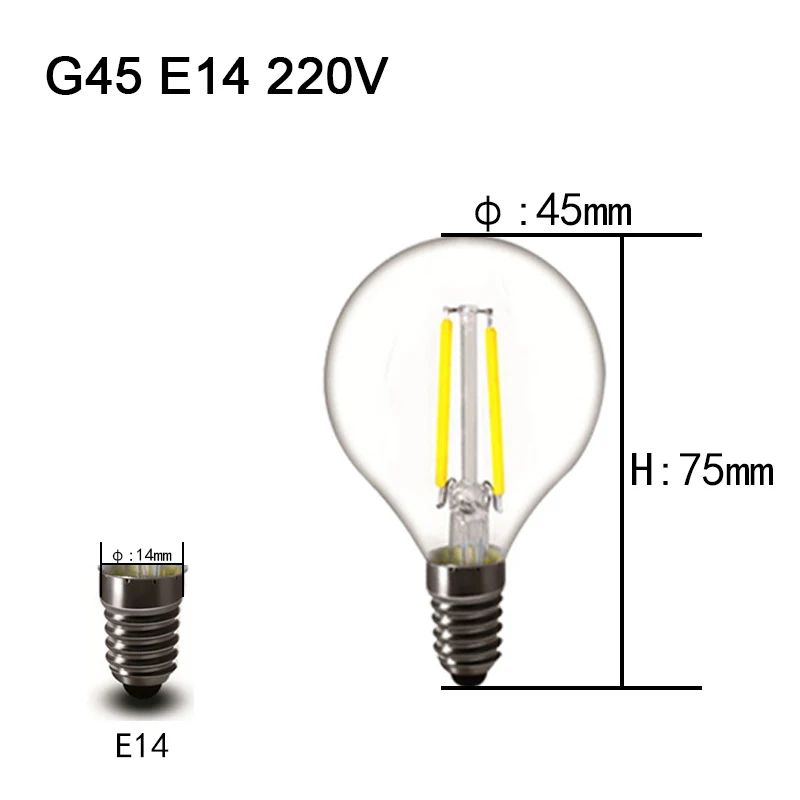 E14/E27/B22 светодиодный лампы 220V G45 теплый белый скраб Винтаж люстра типа «Свеча»), 2 Вт, 4 Вт, 6 Вт затемнения светодиодный потолочный светильник - Испускаемый цвет: G45 E14