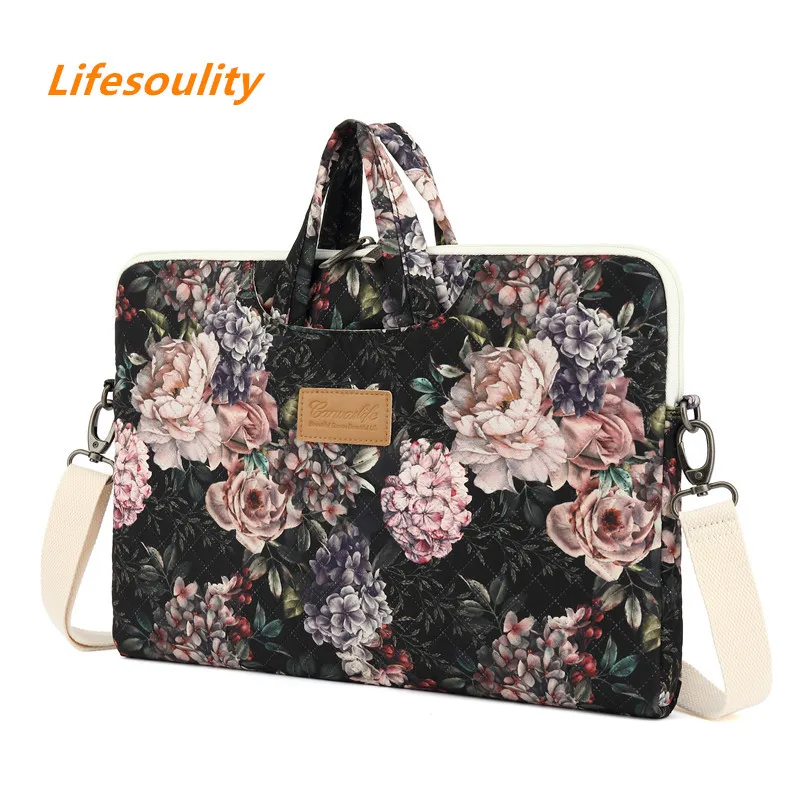 

Lifesoulity Chinese rose Patten Waterproof Laptop One-shoulder Postman Bag Case for macbook pro 14"15" Laptop Bag 15.6"