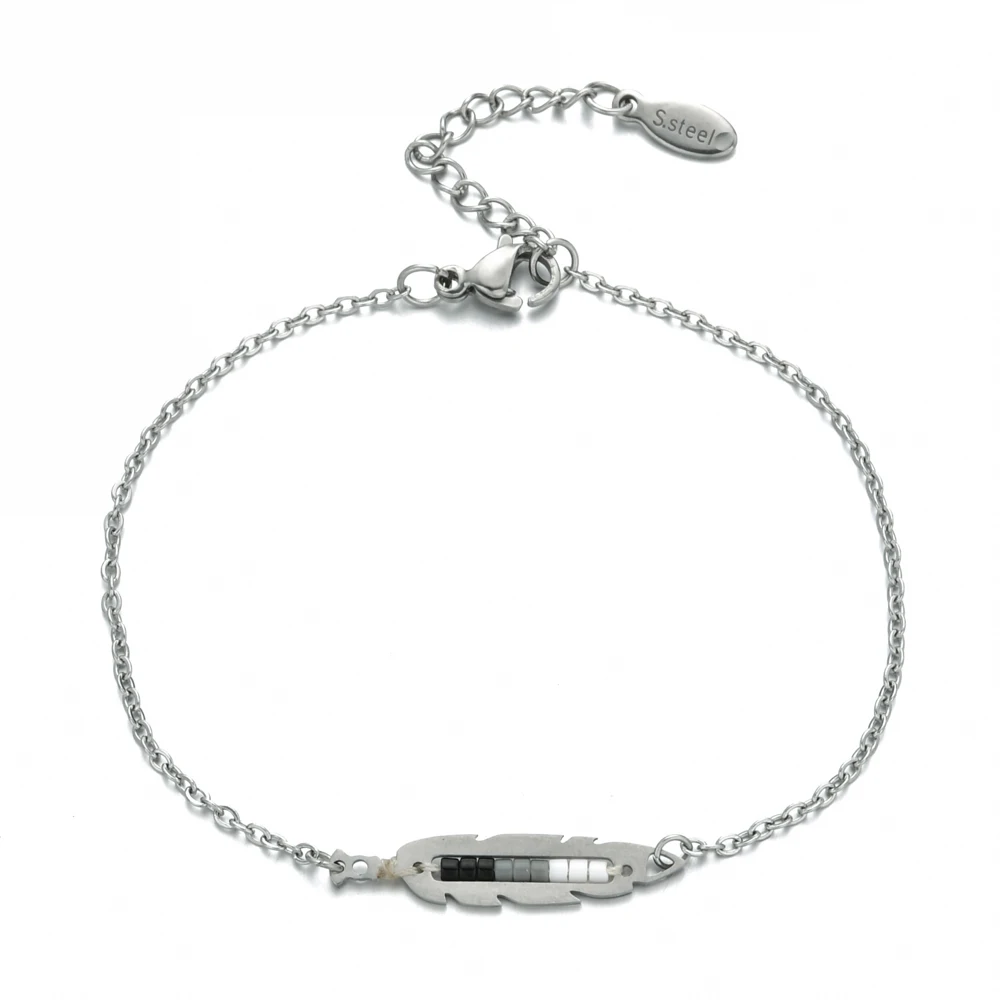 Женские браслеты из перьев золотистого и серебристого цветов нержавеющей стали