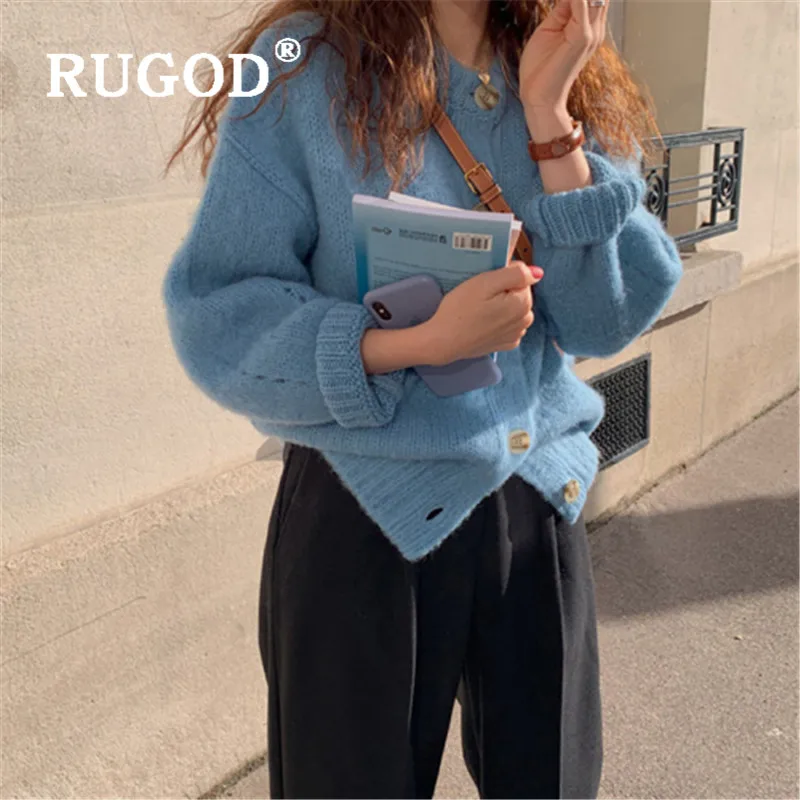 RUGOD Sweet Knitted Cardigan O-neck Kawaii Sweater Womens Sweaters 2019 Winter Tops For Women Knitwear Fashion Cute |