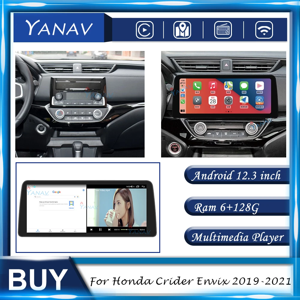

Android 2 Din Stereo Receive Car Radio For Honda Crider Envix 2019-2021 GPS Navigation Multimedia MP3 Player Built in carplay